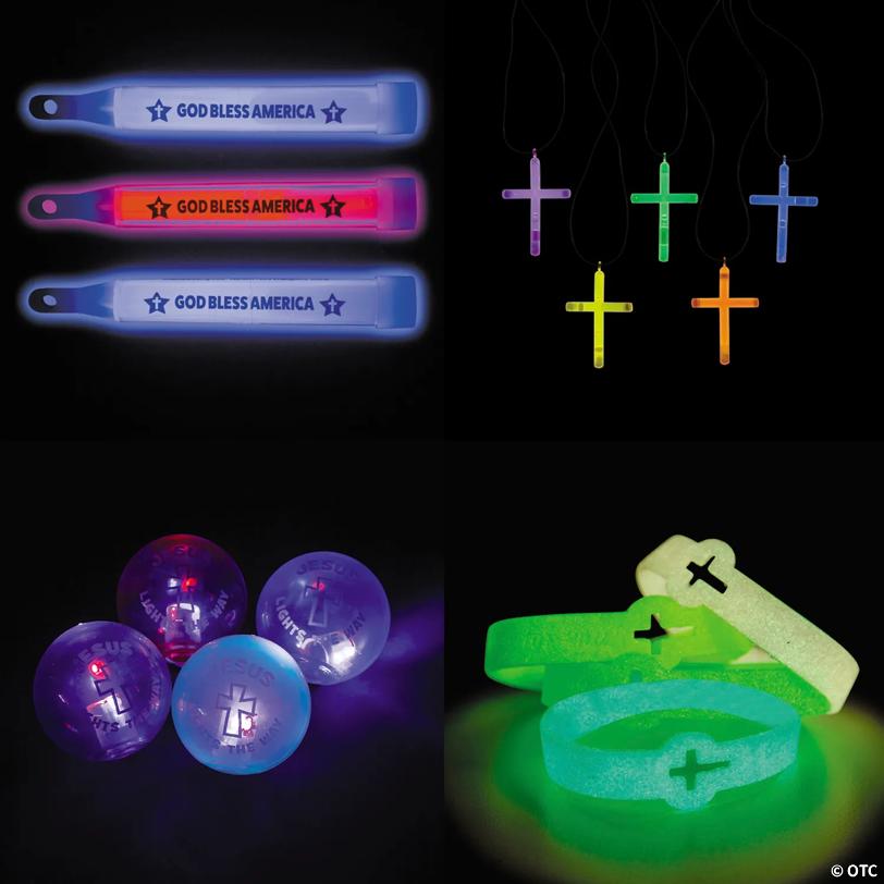 Bulk 86 Pc. Religious Patriotic Multicolor Glow Assortment