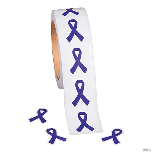 Bulk Purple Ribbon Awareness Sticker Roll- 500 Pc. | USA Decoration®