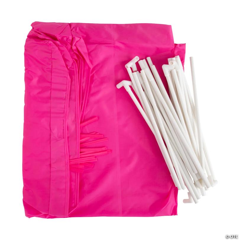 45" x 40" Bulk Bright Pink Plastic Sleepover Tents Kit - 3 Pc.