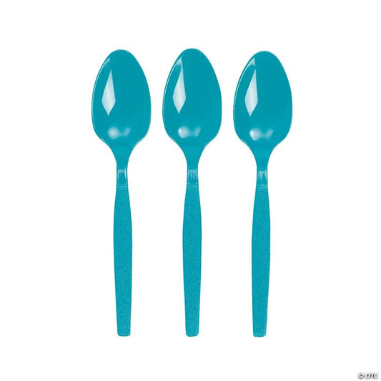 Bulk Turquoise Plastic Spoons - 50 Ct. | USA Decoration®