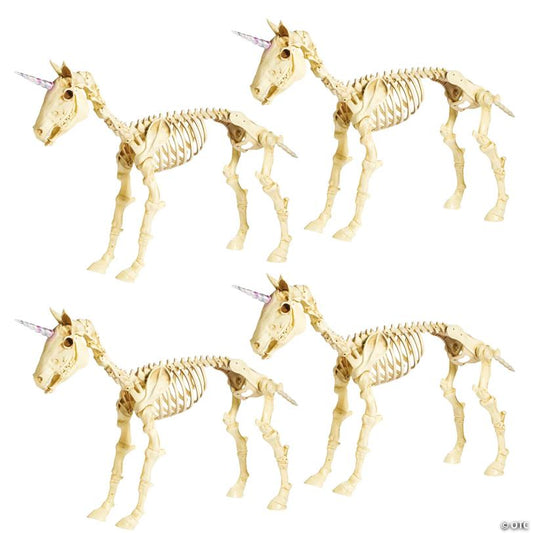 Bulk Unicorn Skeleton Halloween Decorations - 4 Pc.