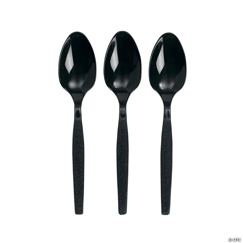 Bulk  50 Ct. Black Plastic Spoons | USA Decoration®