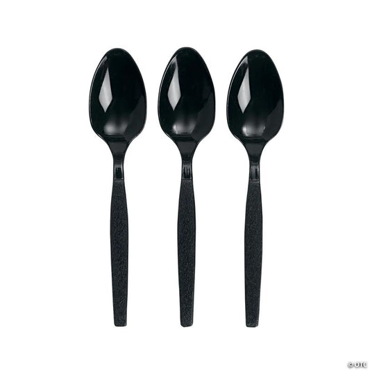Bulk  50 Ct. Black Plastic Spoons | USA Decoration®