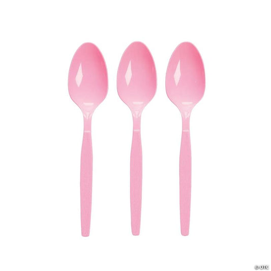 Bulk  50 Ct. Candy Pink Plastic Spoons | USA Decoration®