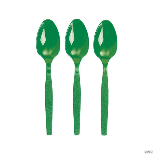 Bulk  50 Ct. Kelly Green Plastic Spoons | USA Decoration®