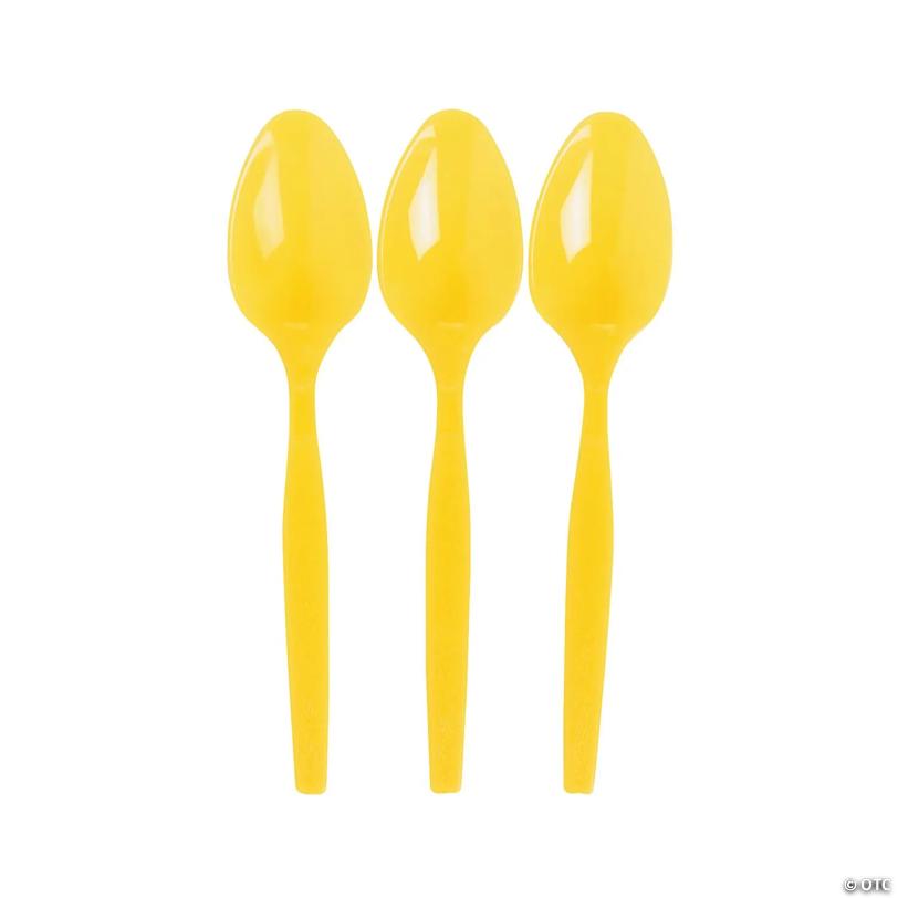 Bulk  50 Ct. Lemon Yellow Plastic Spoons | USA Decoration®