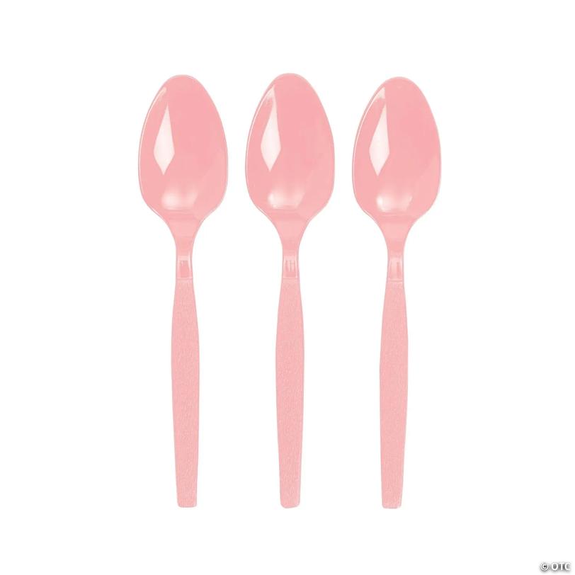 Bulk  50 Ct. Light Pink Plastic Spoons | USA Decoration®