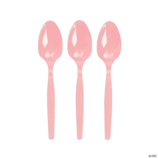 Bulk  50 Ct. Light Pink Plastic Spoons | USA Decoration®