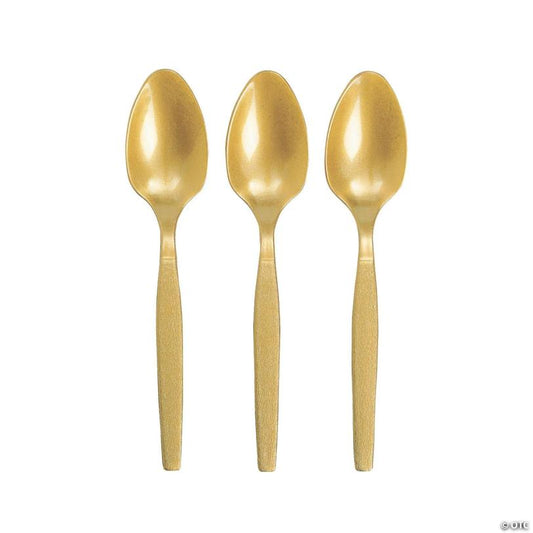 Bulk  50 Ct. Metallic Gold Plastic Spoons | USA Decoration®