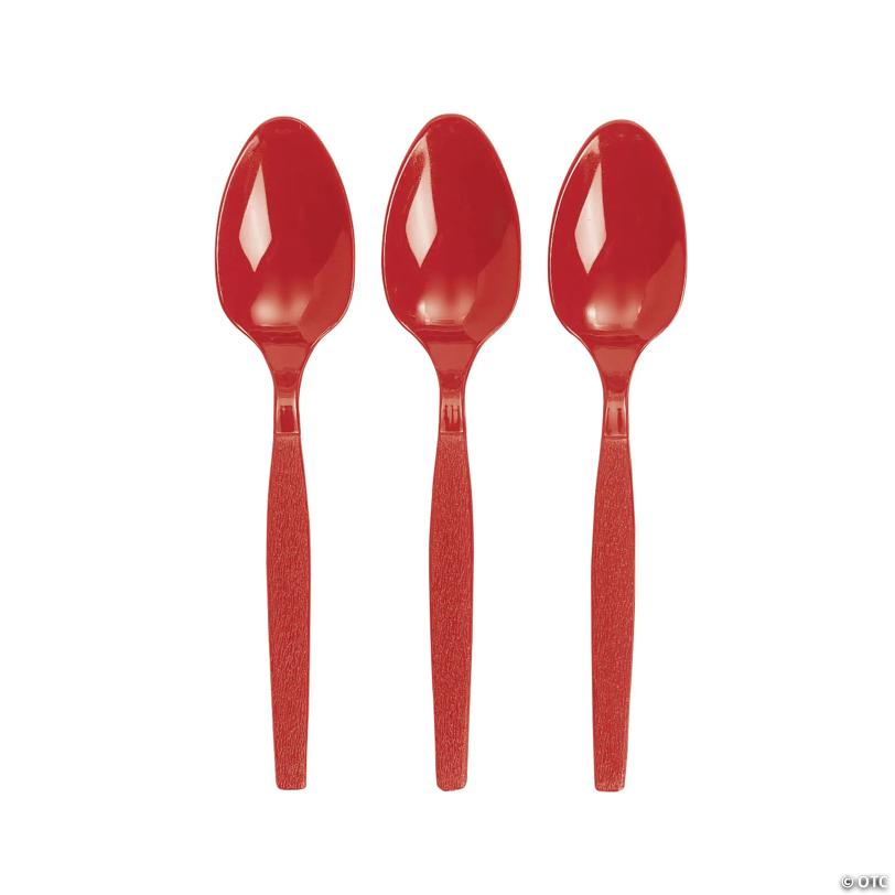 Bulk  50 Ct. Real Red Plastic Spoons | USA Decoration®