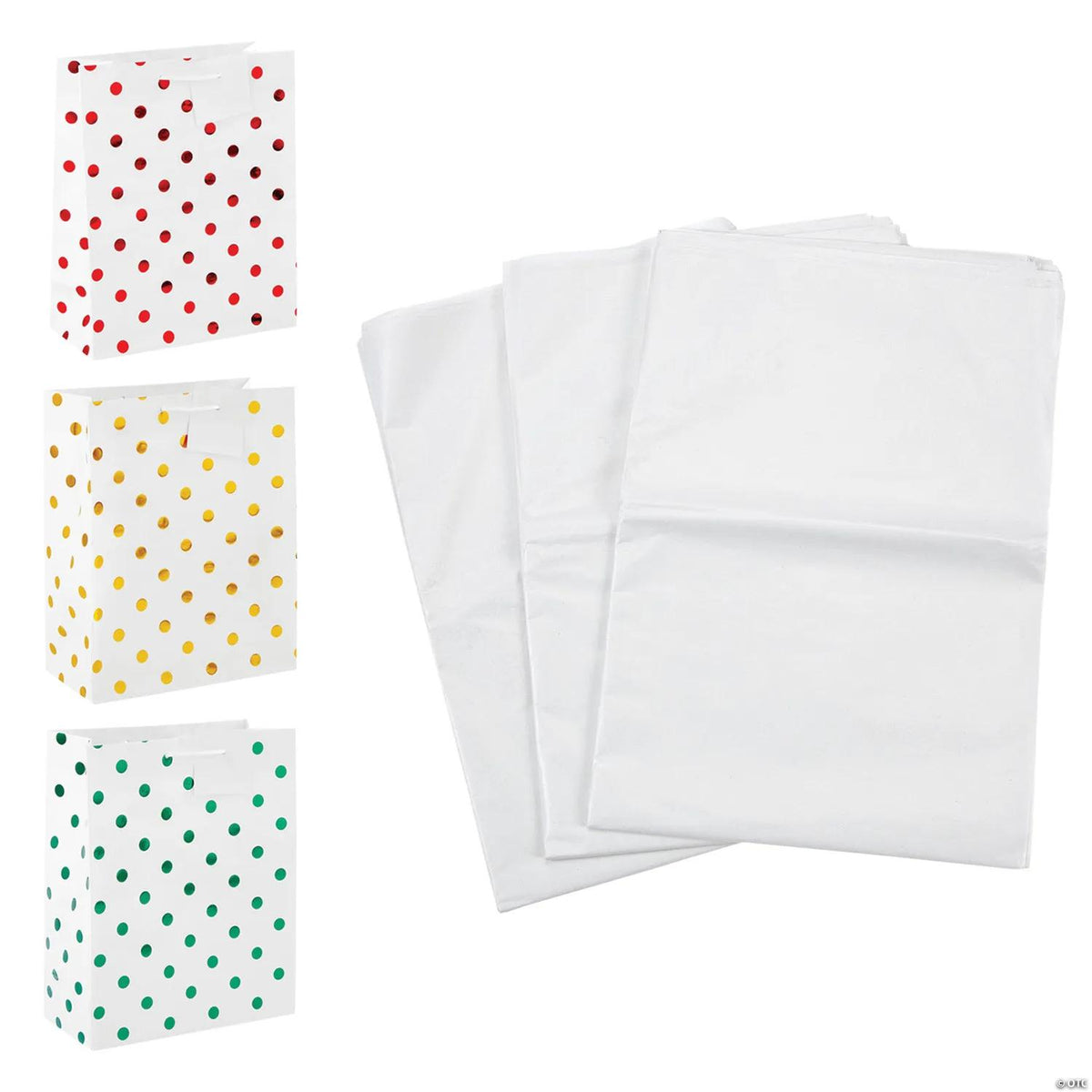 72-piece kit of metallic gift bags and tissue paper