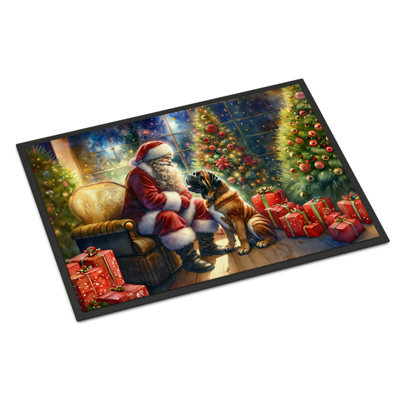 Bullmastiff and Santa Claus Doormat