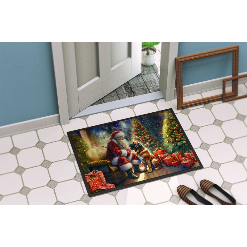 Bullmastiff and Santa Claus Doormat