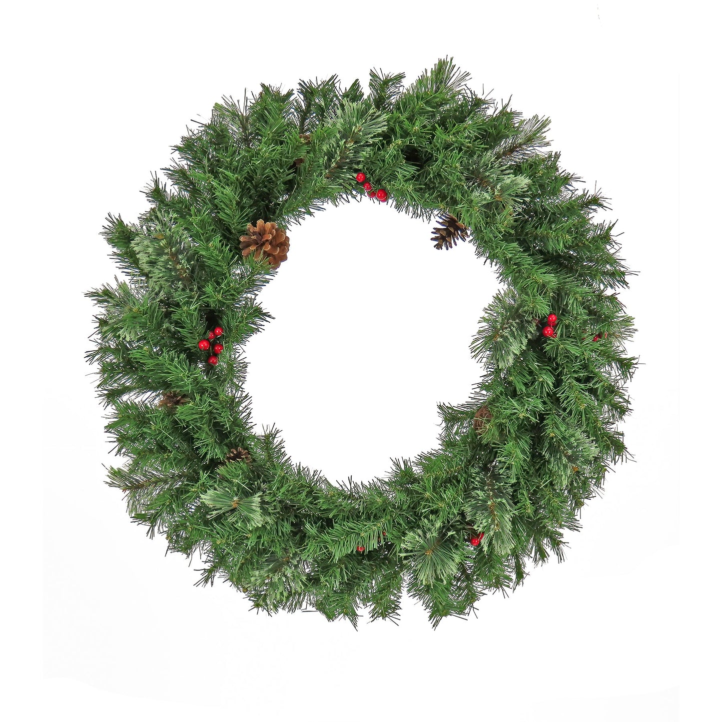 30 in. Pre-Lit White Pine Wreath with Warm White LED Lights | USA Decoration®