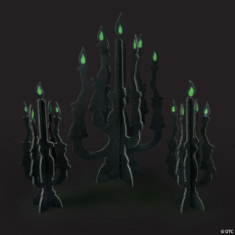 Candelabra Centerpieces with Glow-in-the-Dark Flames - 3 Pc.