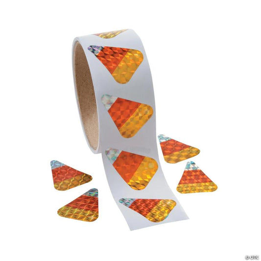 Candy Corn Prism Sticker Roll - 100 Pc. | USA Decoration®