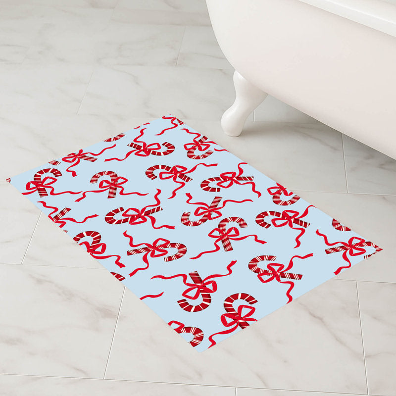 Candycanes & Bows Holiday Bath Mat