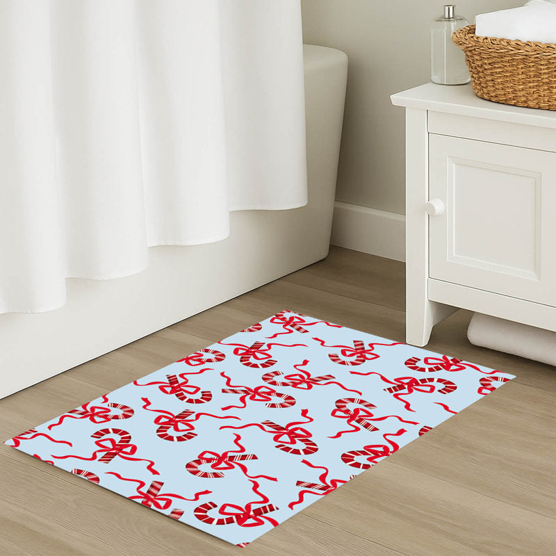 Candycanes & Bows Holiday Bath Mat