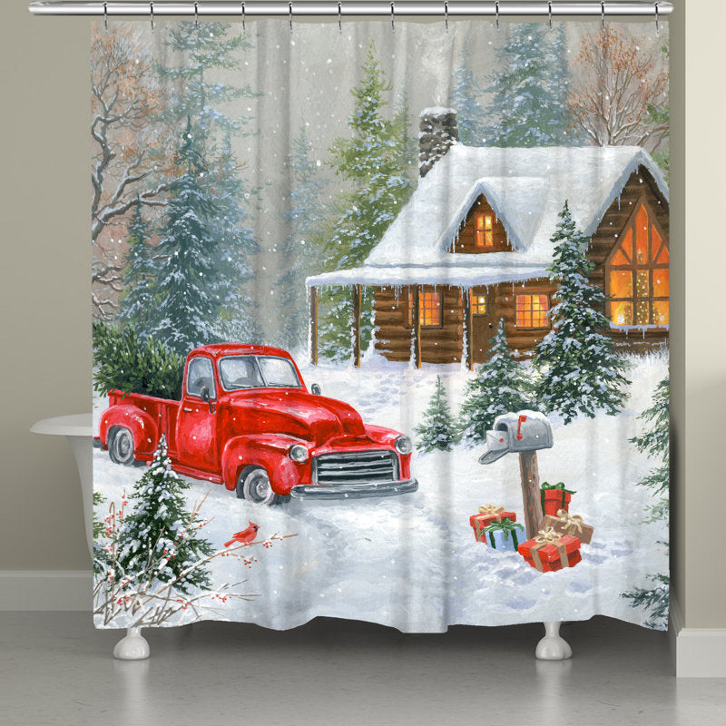 Cantura A Cabin Christmas Shower Curtain