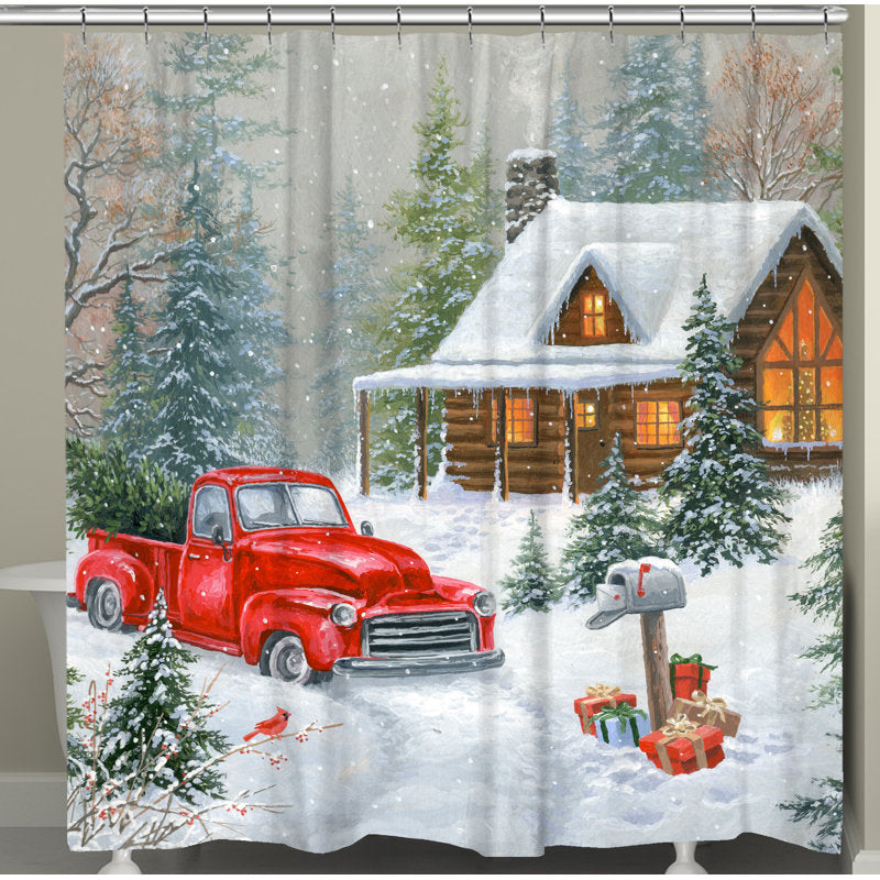 Cantura A Cabin Christmas Shower Curtain