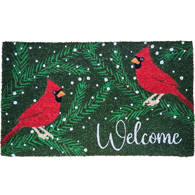 Cardinals In Snow Coir Doormat