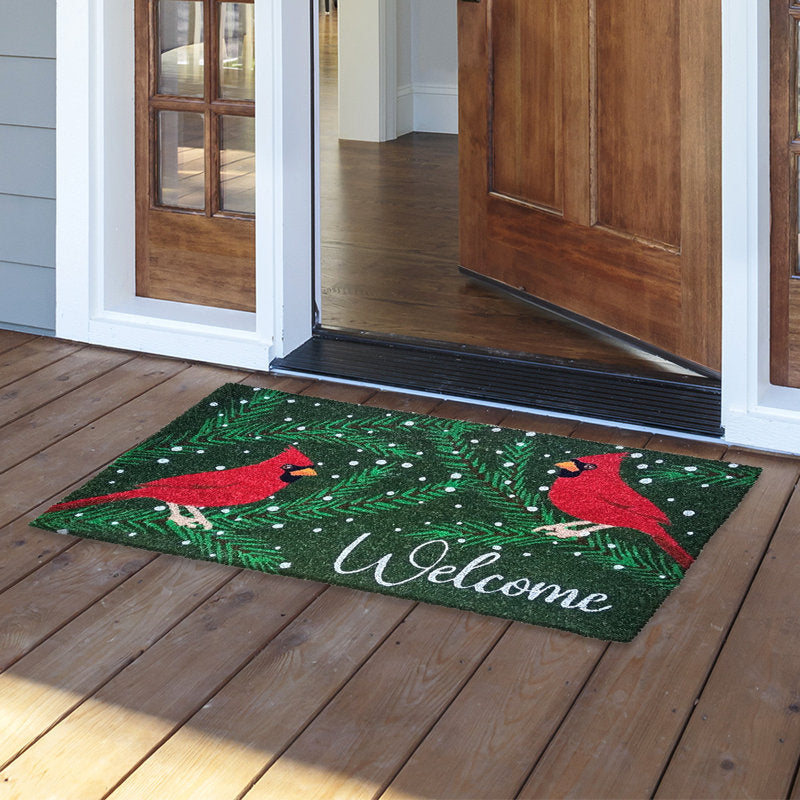 Cardinals In Snow Coir Doormat