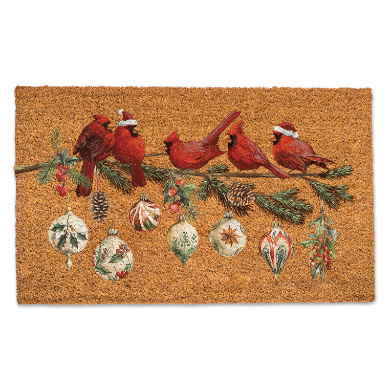 Cardinals and Ornaments Coir Doormat