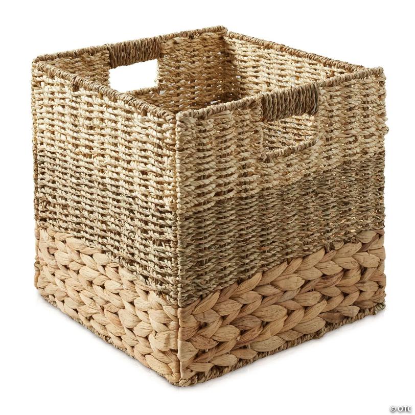 Casafield 2pk 10.5" Mixed Weave Storage Cubes, Square Shelf Basket Bins, Natural Wicker