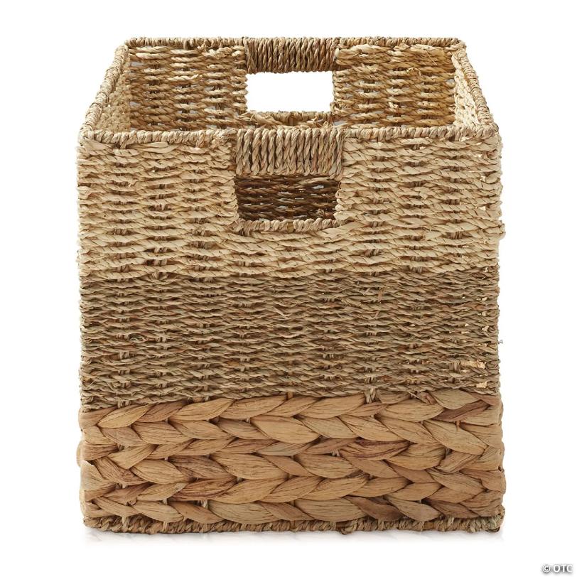 Casafield 2pk 10.5" Mixed Weave Storage Cubes, Square Shelf Basket Bins, Natural Wicker