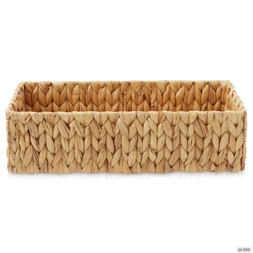 Casafield 2pk Bathroom Baskets, 16x6.75x4.25 Narrow Toilet Tank Tray Organizers, Natural