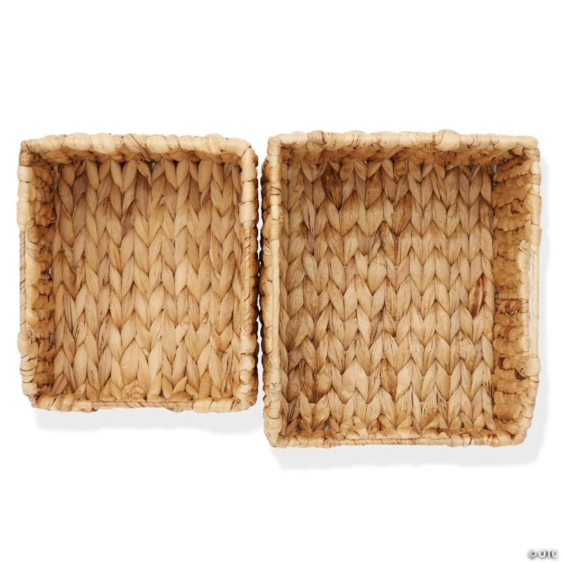 Casafield 2pk Hyacinth Pantry Baskets, Wicker Kitchen Storage Bins for Shelves, Natural