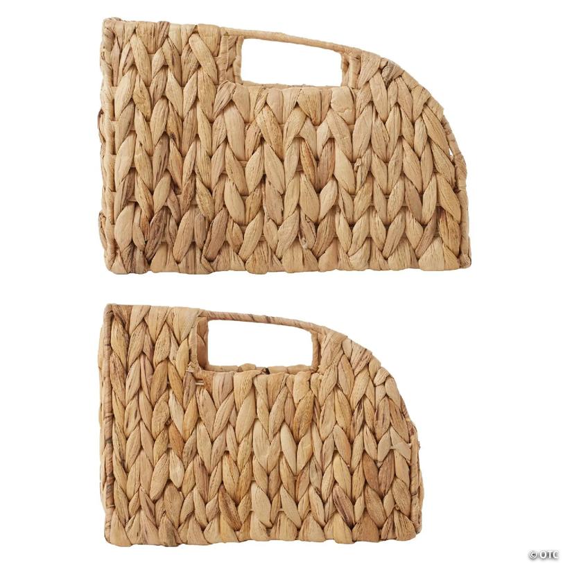 Casafield 2pk Hyacinth Pantry Baskets, Wicker Kitchen Storage Bins for Shelves, Natural