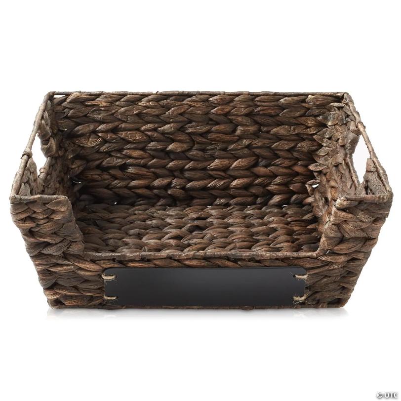 Casafield 2pk Wide Pantry Baskets, Hyacinth Wicker Kitchen Shelf Storage Bins, Espresso