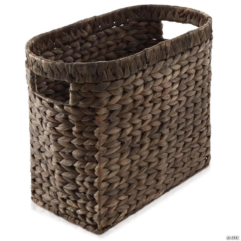 Casafield Magazine Holder w Handles - Espresso, Woven Storage Basket Bin, Bathroom, Office