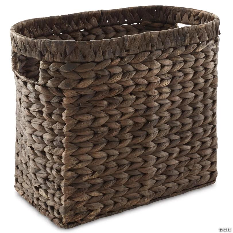 Casafield Magazine Holder w Handles - Espresso, Woven Storage Basket Bin, Bathroom, Office