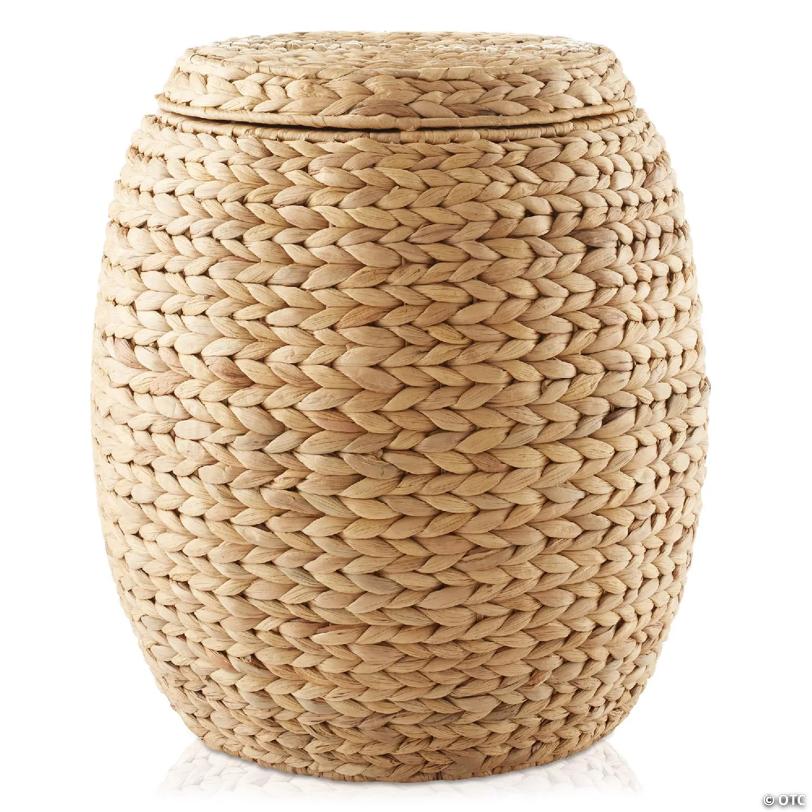 Casafield Round Hyacinth Storage Basket/Hamper/Planter for Laundry, Blankets - Natural