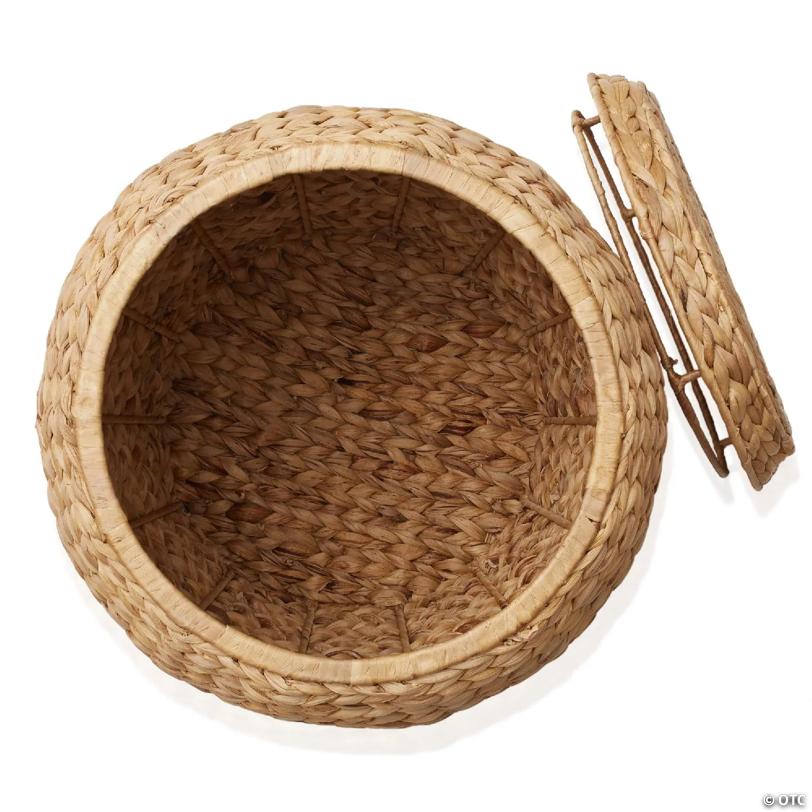 Casafield Round Hyacinth Storage Basket/Hamper/Planter for Laundry, Blankets - Natural