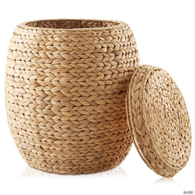 Casafield Round Hyacinth Storage Basket/Hamper/Planter for Laundry, Blankets - Natural