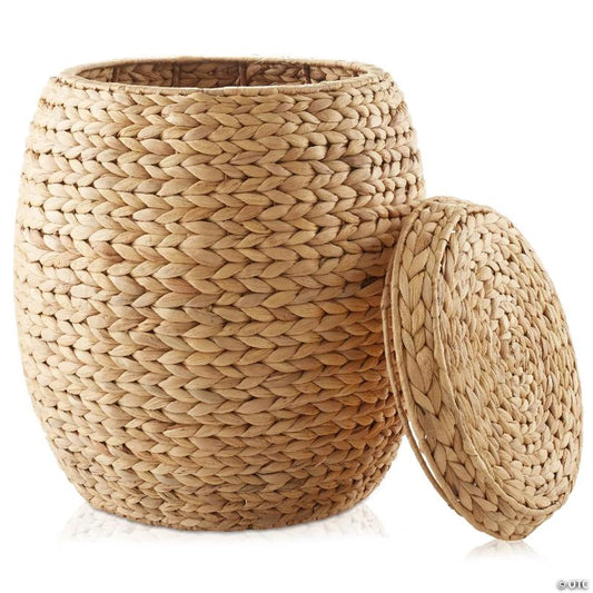 Casafield Round Hyacinth Storage Basket/Hamper/Planter for Laundry, Blankets - Natural