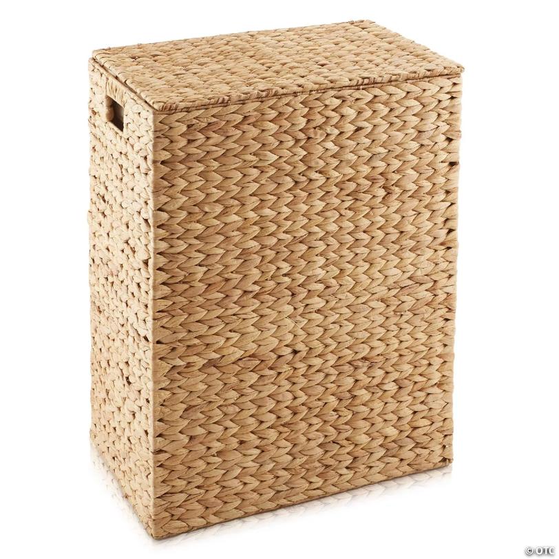 Casafield Woven Laundry Hamper Clothes Basket w/ Lid & Liner, Natural Wicker Hyacinth