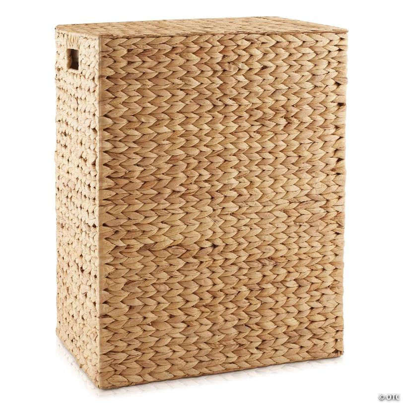 Casafield Woven Laundry Hamper Clothes Basket w/ Lid & Liner, Natural Wicker Hyacinth