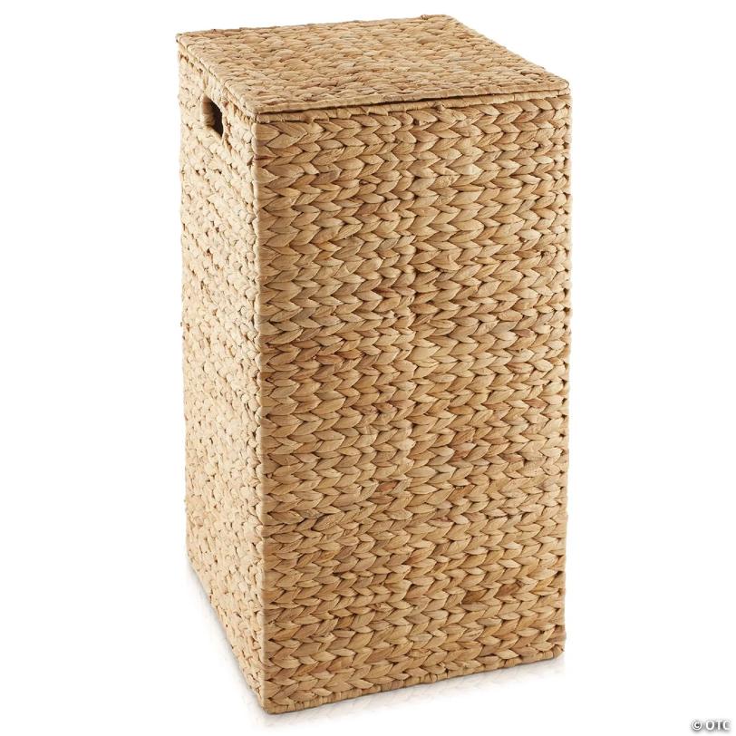 Casafield Woven Square Laundry Hamper Clothes Basket with Liner, Natural Wicker Hyacinth