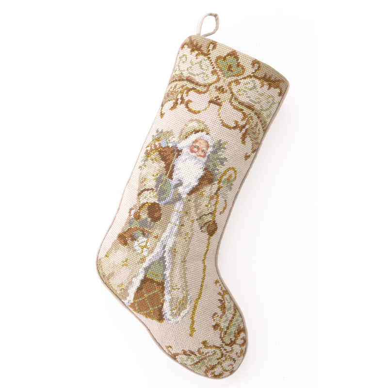 Casler Santa with Gifts Needlepoint Stocking