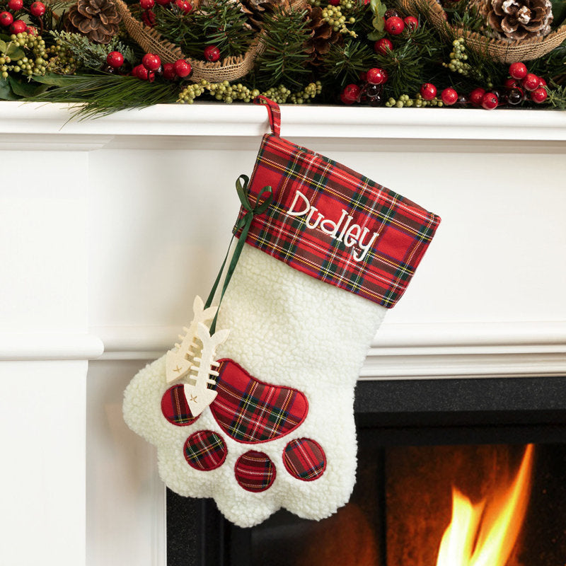 Cat Paw with Custom Pet Name Stocking