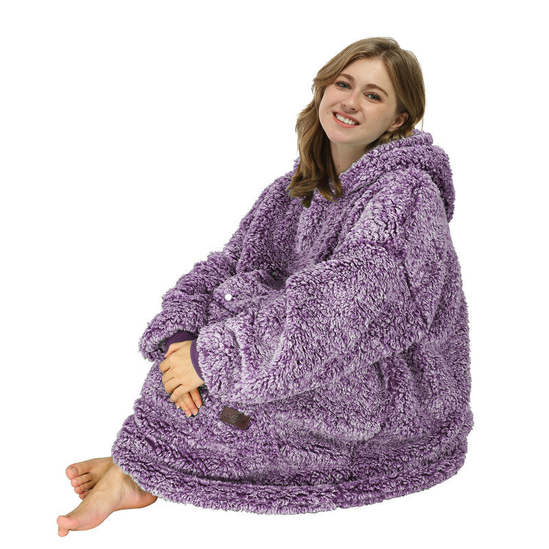 Catalonia Oversized Wearable Blanket Hoodie Sweatshirt, Fluffy Fleece Lounging Pullover for Adults