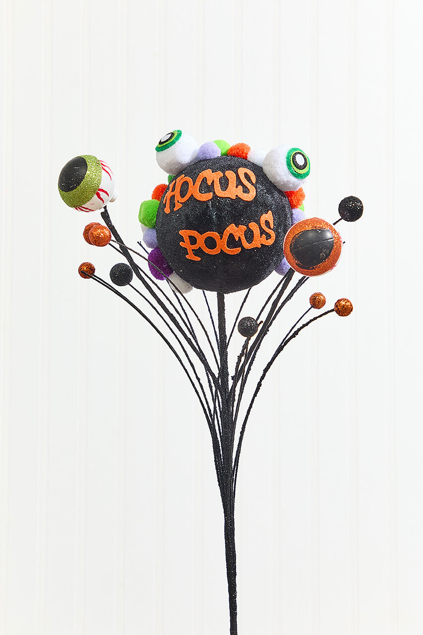 20? Cauldron Spray Halloween Pom-Pom & Eyeball Wreath Accent