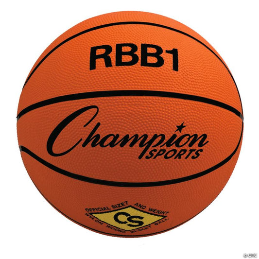 Champion Sports Offical Size Rubber Basketball, Orange, Set of 2