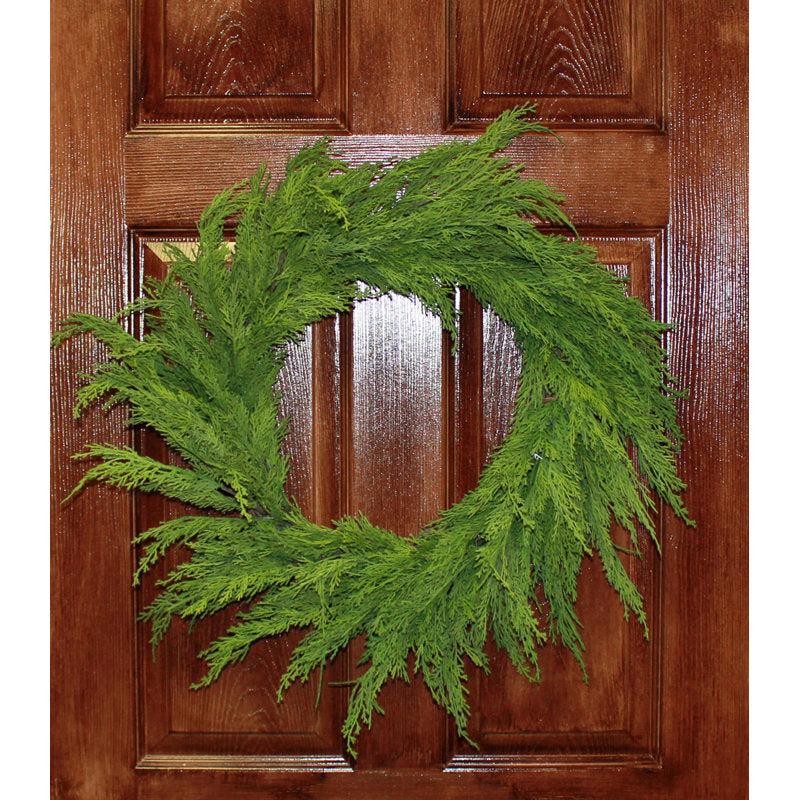 20" Pre-Lit Artificial Christmas Wreath displayed on a front door