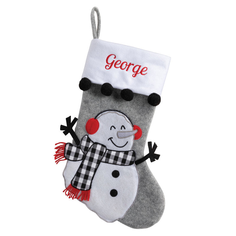 Check Snowman Character Personalized Stocking