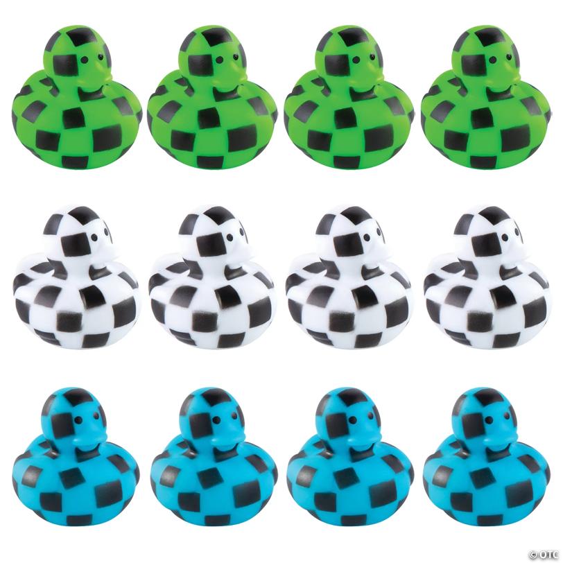 Checkerboard Rubber Ducks - 12 Pc.